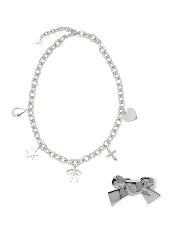 <tc>All motif necklace & Real ribbon ring (big) set୨୧ (silver ring)</tc>