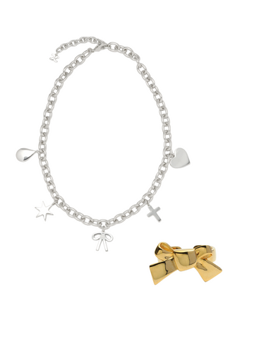 <tc>All motif necklace & Real ribbon ring (big) set୨୧ (gold ring)</tc>