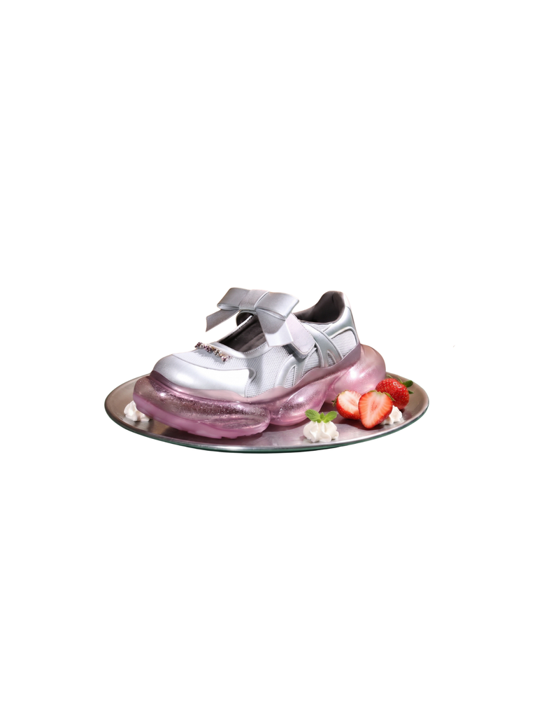 Pre-order ) Bold Ribbon Mary Jane ( Gray x Pink ) – 33club