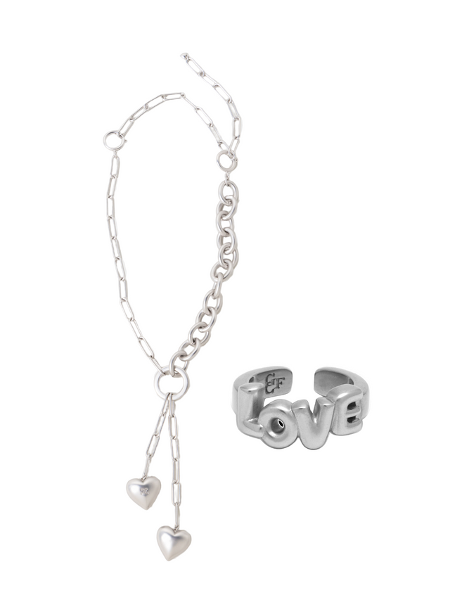 Big heart& LOVE#18 matte silver