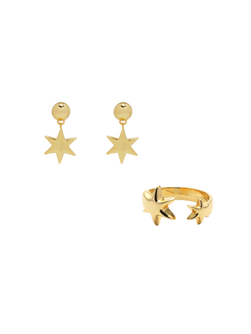 <tc>Hexagram pierce & ring#18 gold set ✶</tc>