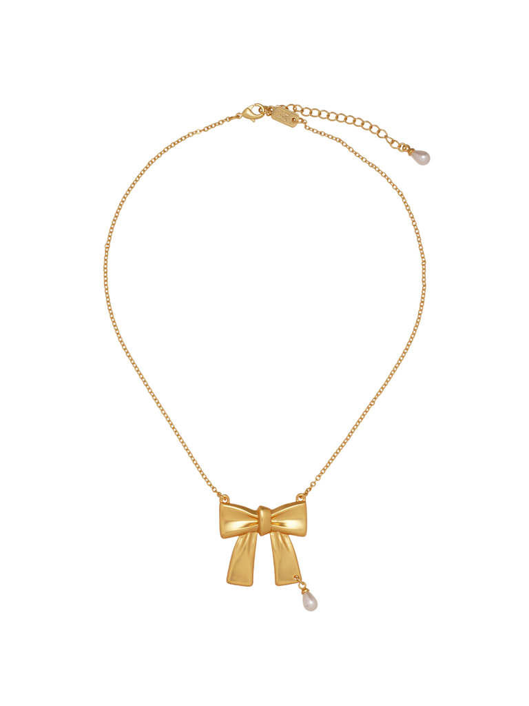 Pearl party ribbon necklace