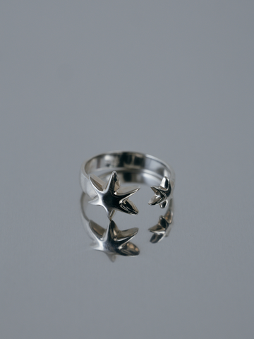 (Made to order ✶ silver925) Sister hexagram fork ring