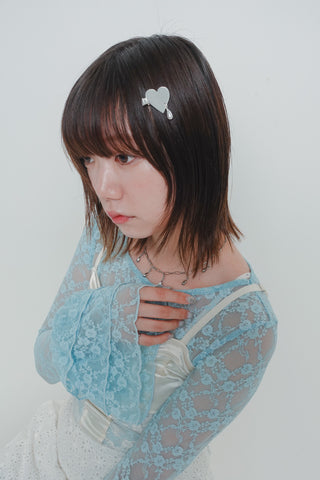 Pearl party heart hair clip