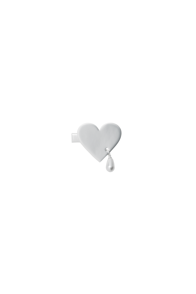 Pearl party heart hair clip
