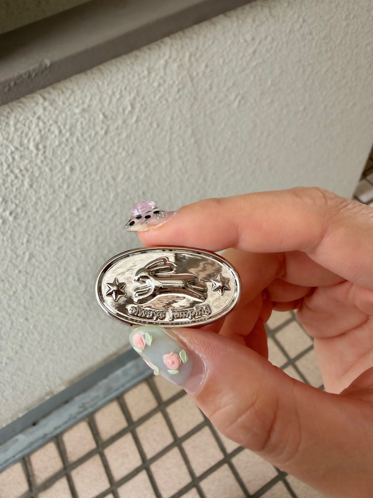 Jumping bunny badge