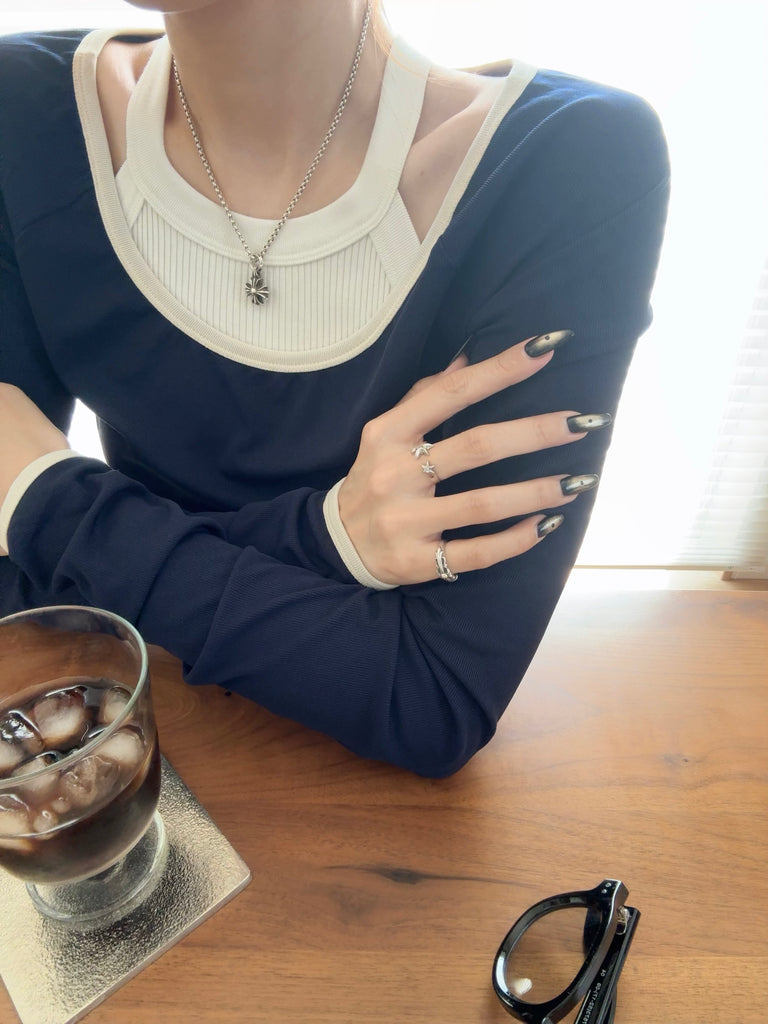 Sister hexagram fork ring