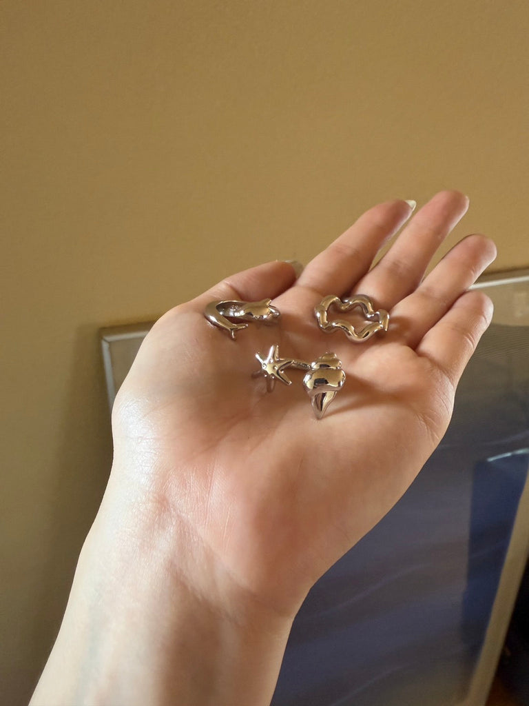 Star fish & Shell fork ring
