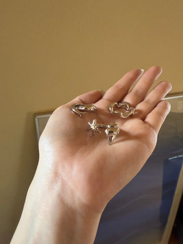 Star fish & Shell fork ring