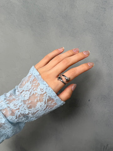 Open twist hexagram ring