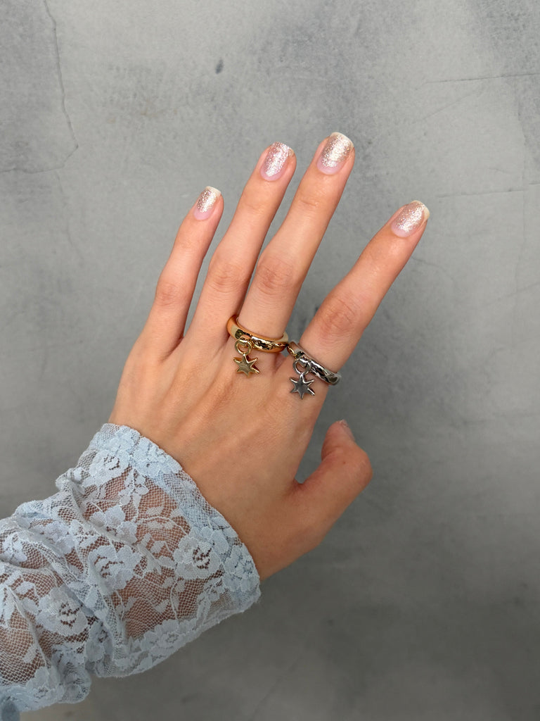 Open dancing hexagram ring